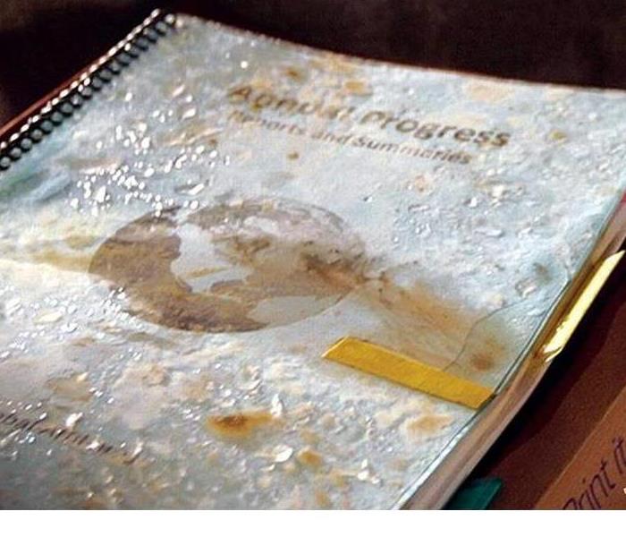 Paper document with water damage